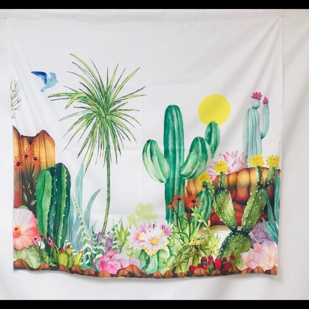 Cactus decor, Cactus tapestry wall hanging